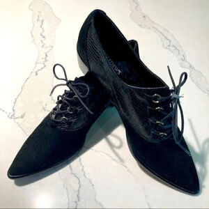 INGLEDEW’S Spanish Collection Sz 39 Lace Up Pointy Toe Croc Suede Shoes